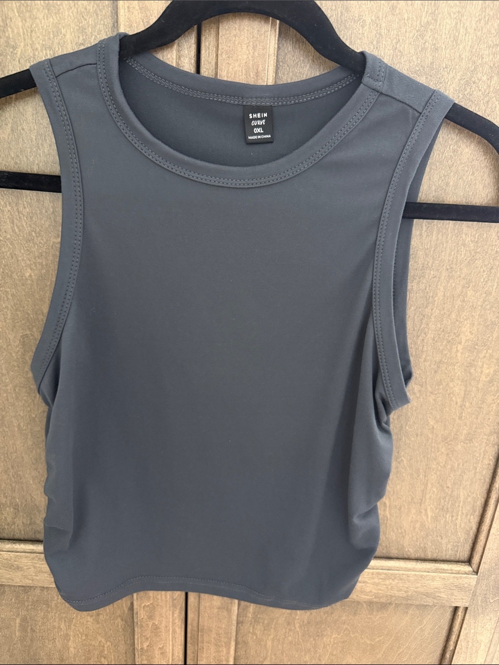 SHEIN Curve Charcoal High Neck Cropped Hem Riches sides Tank